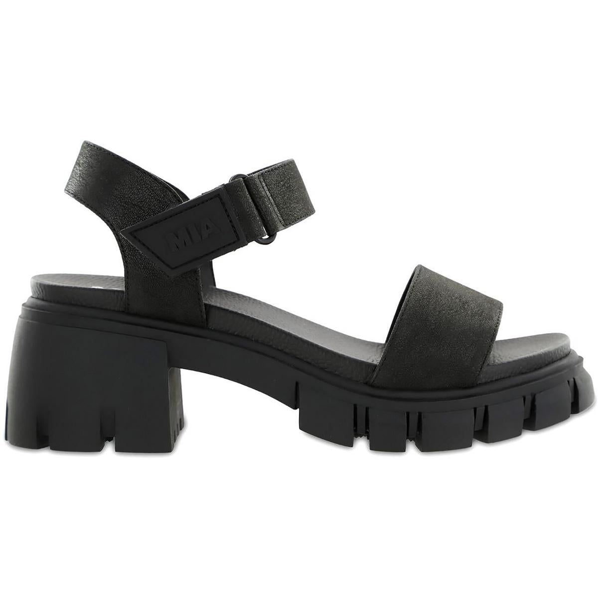 Mia Womens Skyler Ankle Strap Open Toe Block Heel