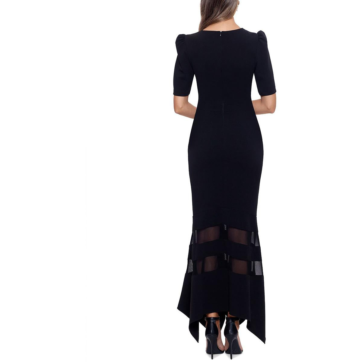 Xscape Womens Illusion Fit Flare Evening Dress