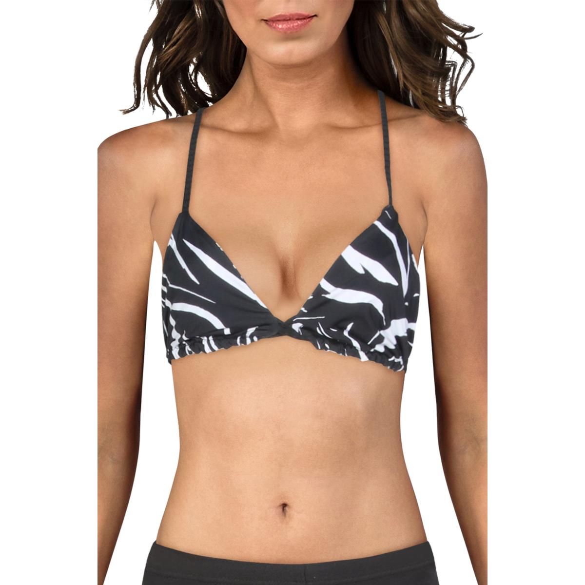 Aqua Swim Womens Metallic Twist Front Bikini Swim Top