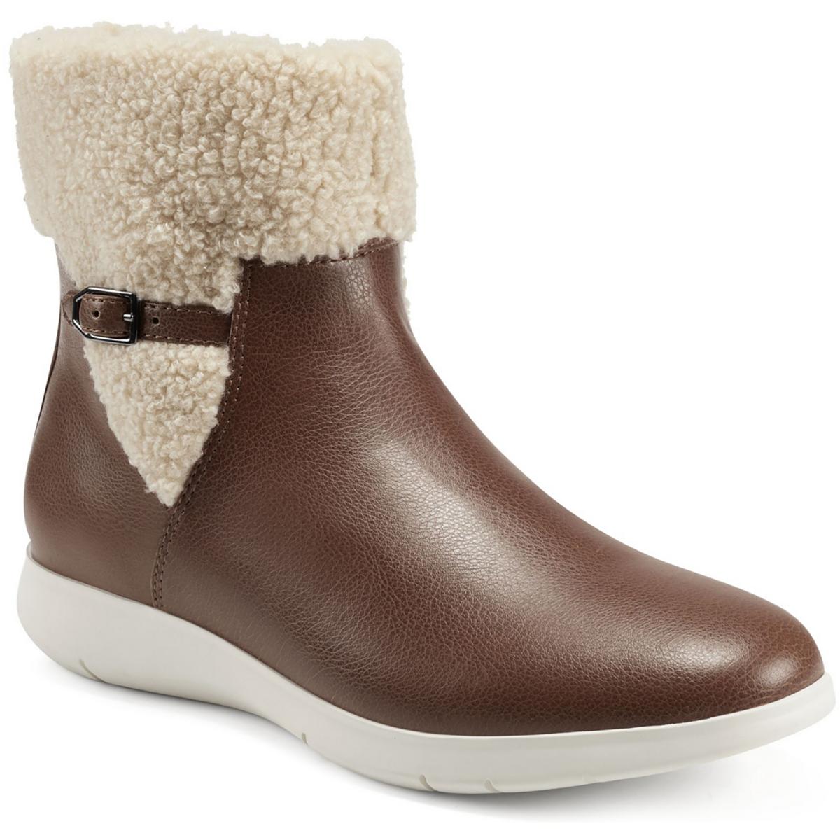 Aerosoles Womens FERRA Faux Leather Faux Fur Ankle Boots