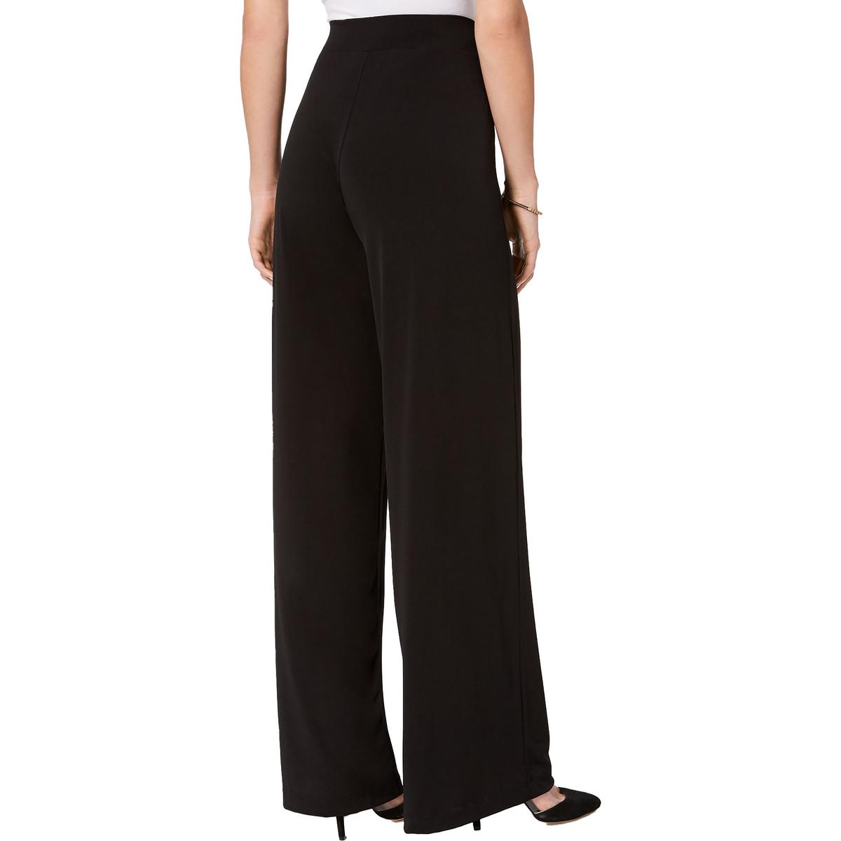 NY Collection Womens Petites Office Mid-Rise Palazzo Pants