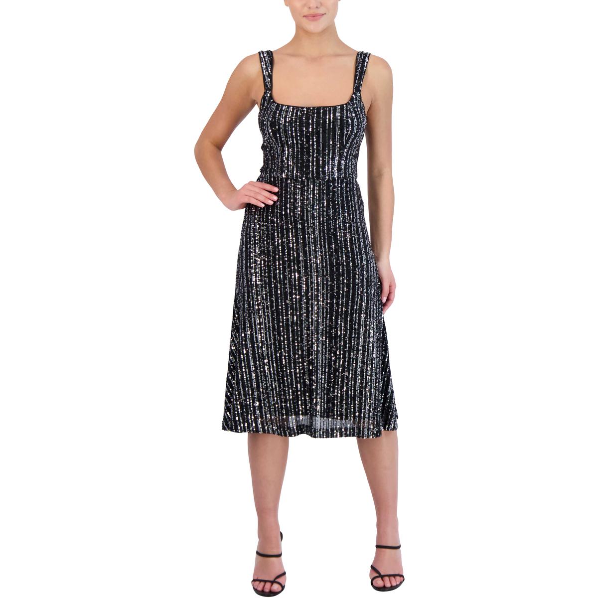 Laundry by Shelli Segal Womens Embellished Knee Cocktail and Party Dress Black 4