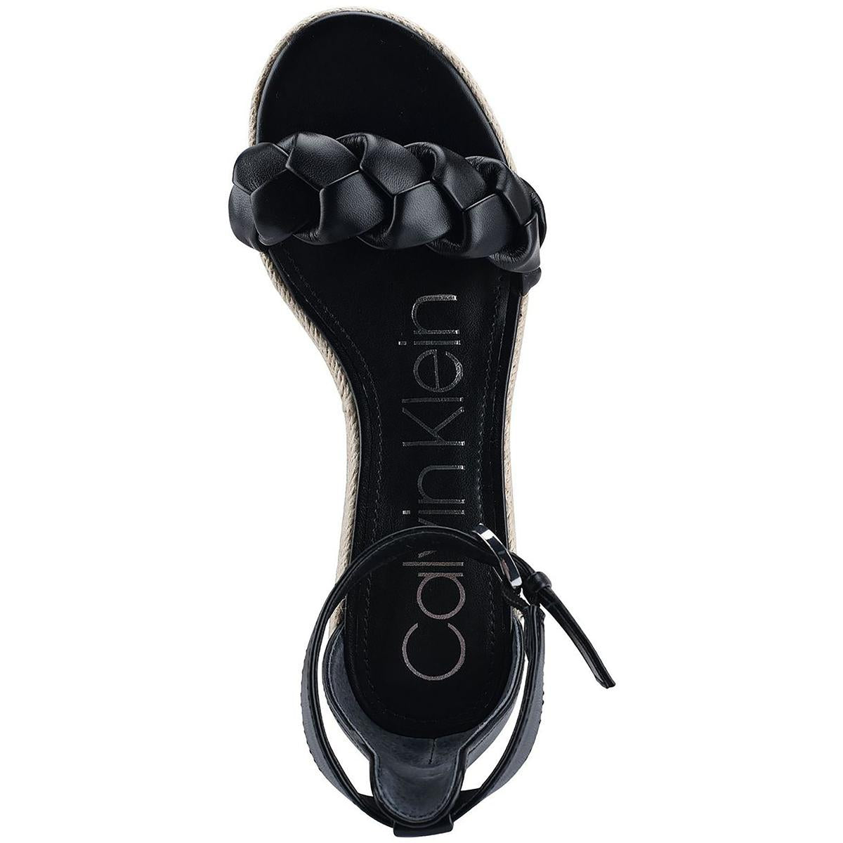 Calvin Klein Womens Thea Faux Leather Sandal Wedge Heels