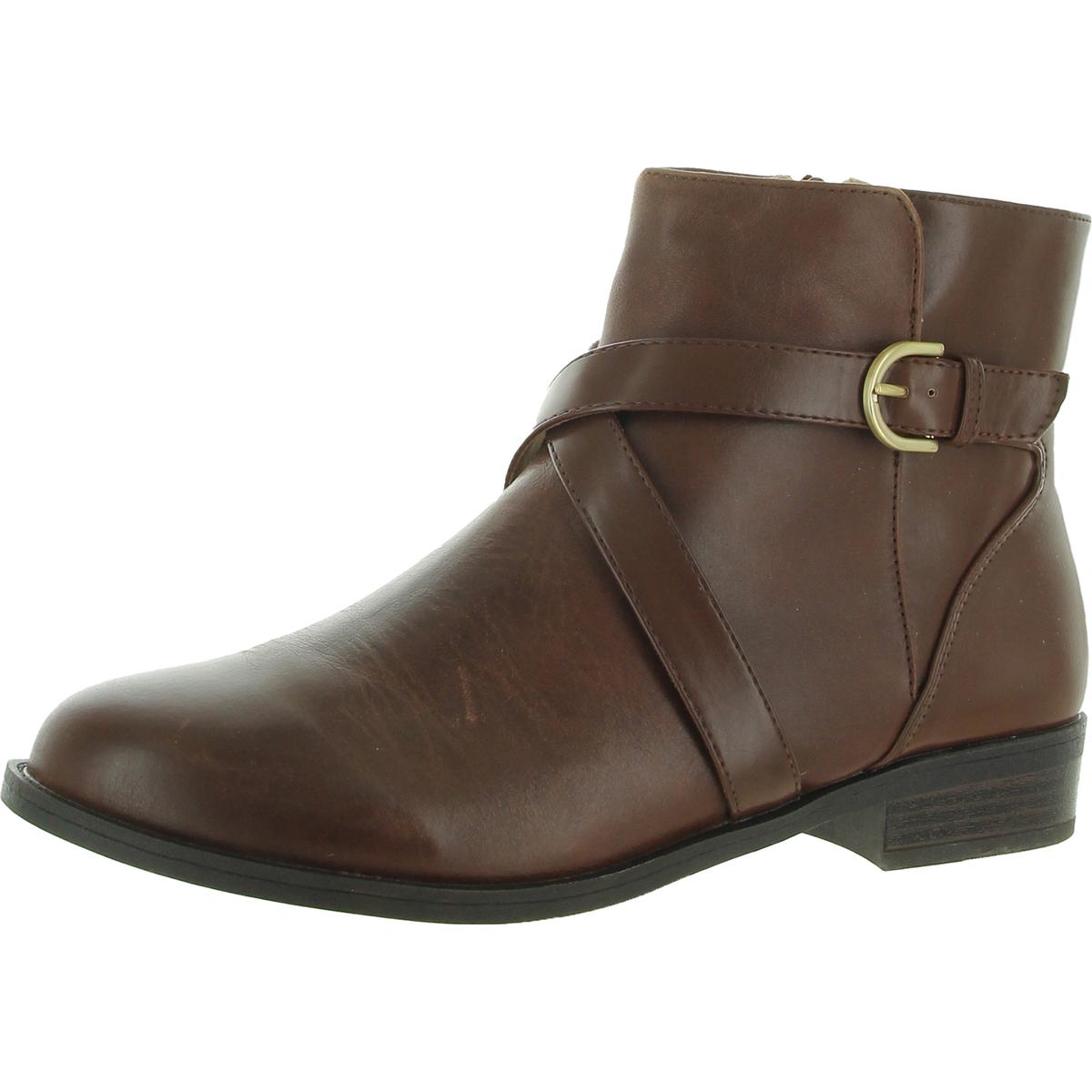 Rockport Womens Vicky Belt Leather Almond Toe Ankle Boots