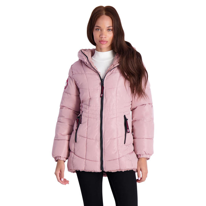 Women's Pink Lucky Brand Dusty Rose Faux Fur Hooded Zip Jacket sz