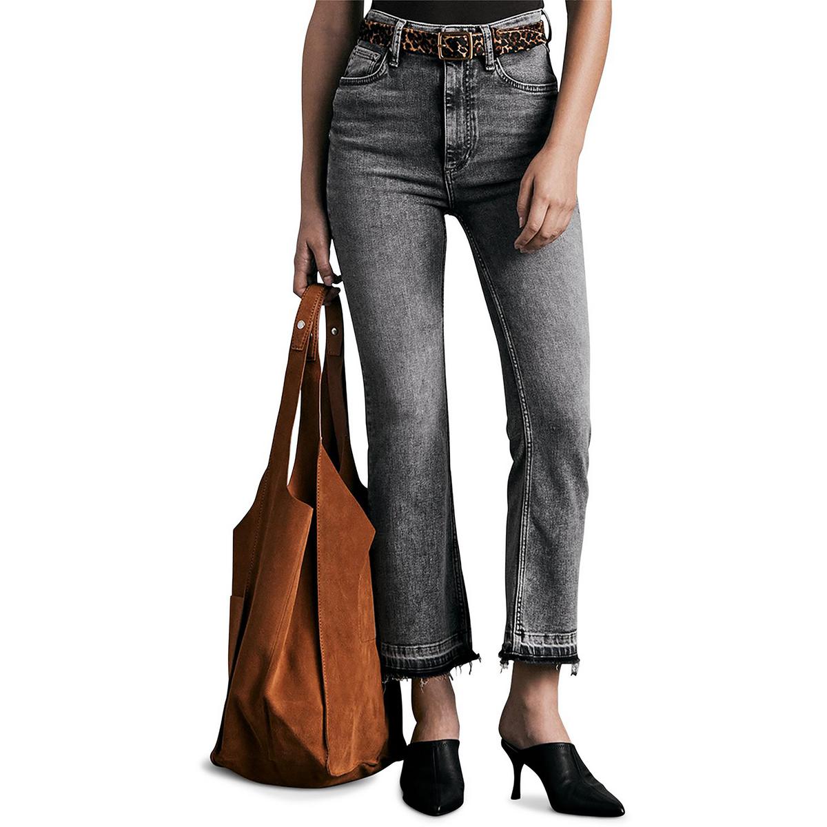 rag & bone Liquid Alex High Rise Straight Leg Jeans in Black Magic