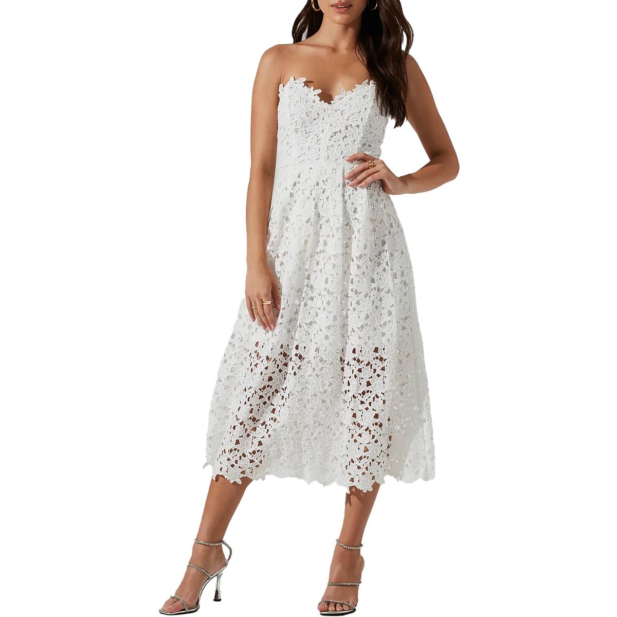 ASTR The Label Anaya Women's Strapless Crochet Pleated Midi Dress product