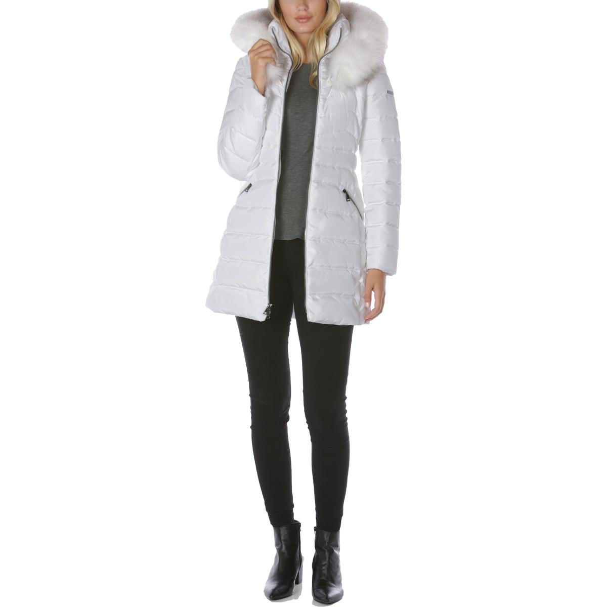 Laundry by shelli segal faux sales fur trim short puffer coat