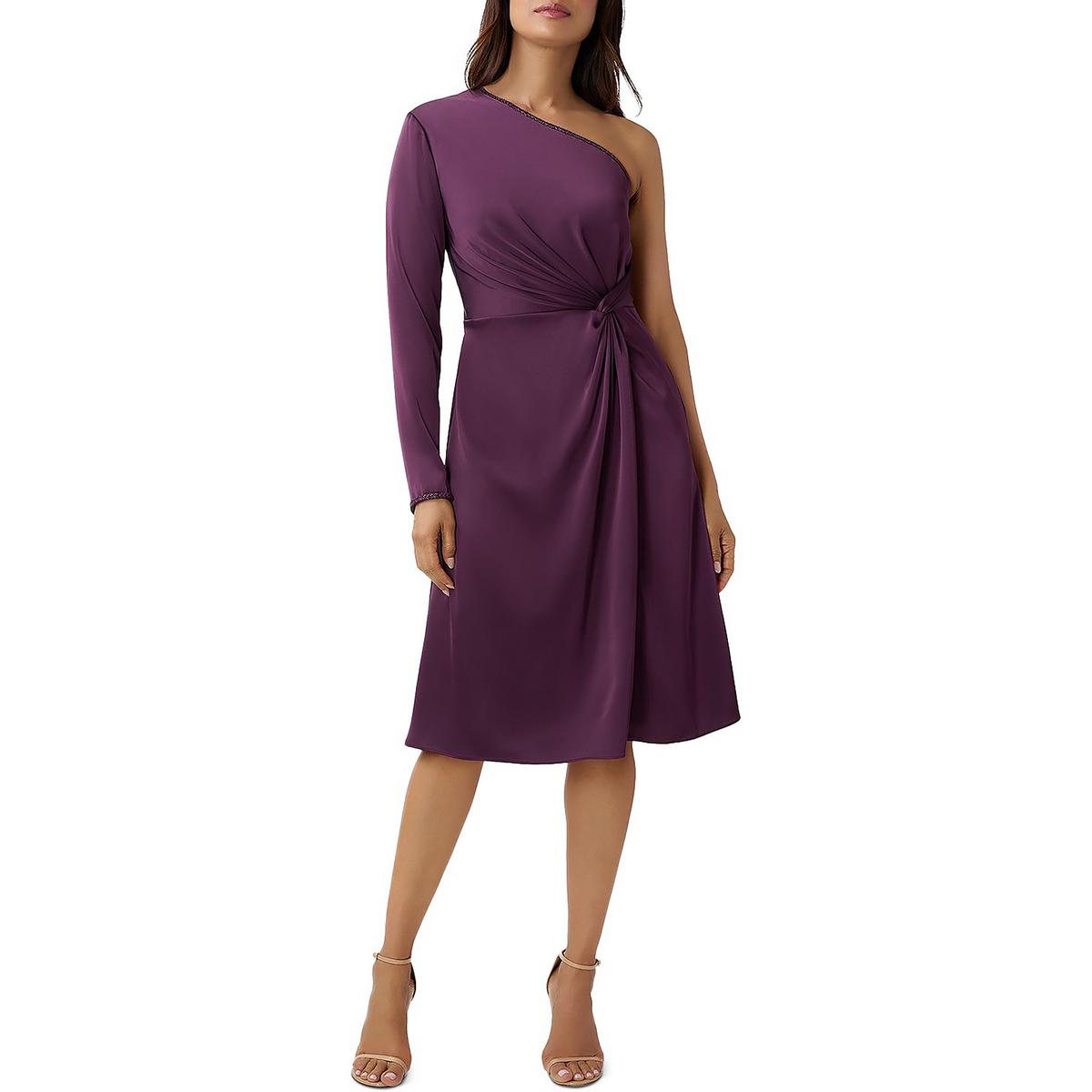 Aidan Mattox Womens Twist Front Midi Cocktail and Party Dress