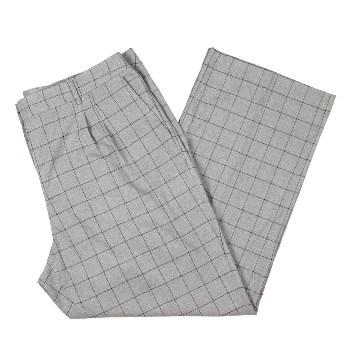 Calvin Klein Womens Plus Knit Window Pane Straight Leg Pants