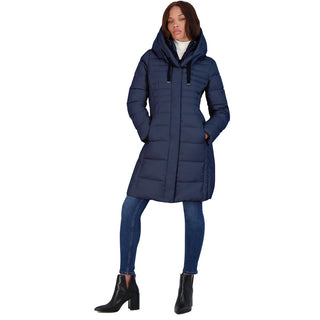 Tahari hooded bib 2024 quilted long puffer jacket