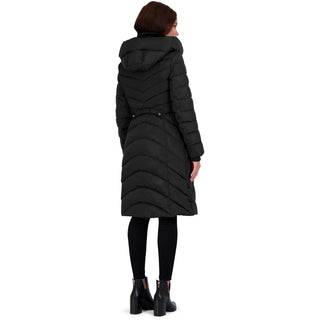 T tahari jacqueline faux fur trim 2025 maxi puffer coat