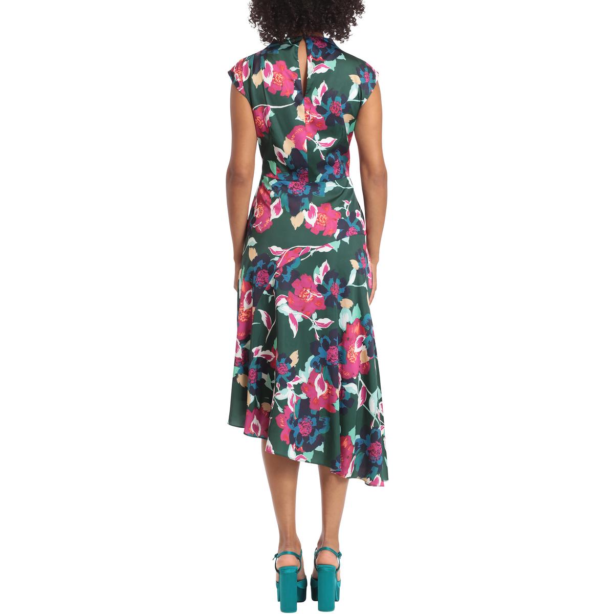 Maggy London Womens Floral Asymmetric Midi Dress product