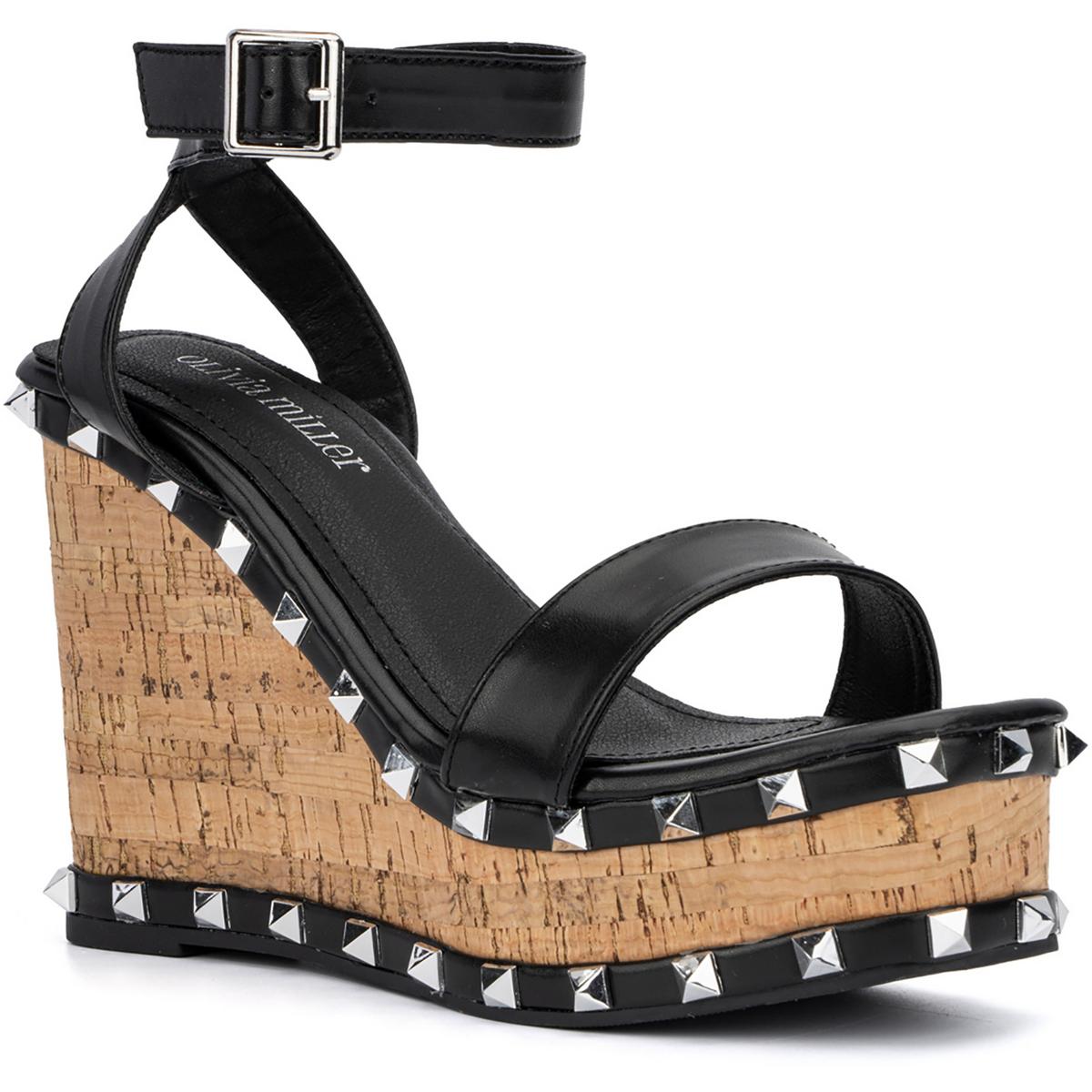 Olivia Miller Womens Talani Buckle Ankle Strap Wedge Sandals