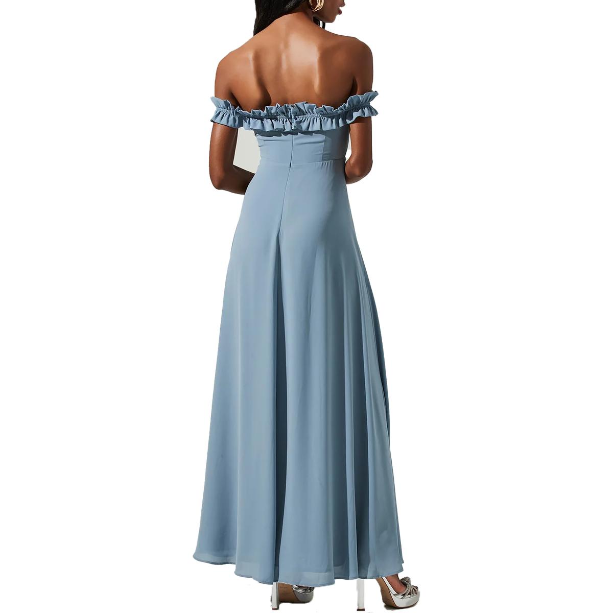 Venetia Off Shoulder Ruffle Trim Maxi Dress