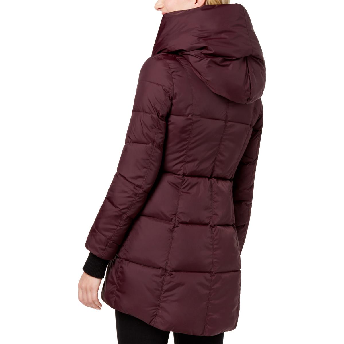 French Connection Women's Quilted Asymmetrical Hem Hooded Winter Puffe