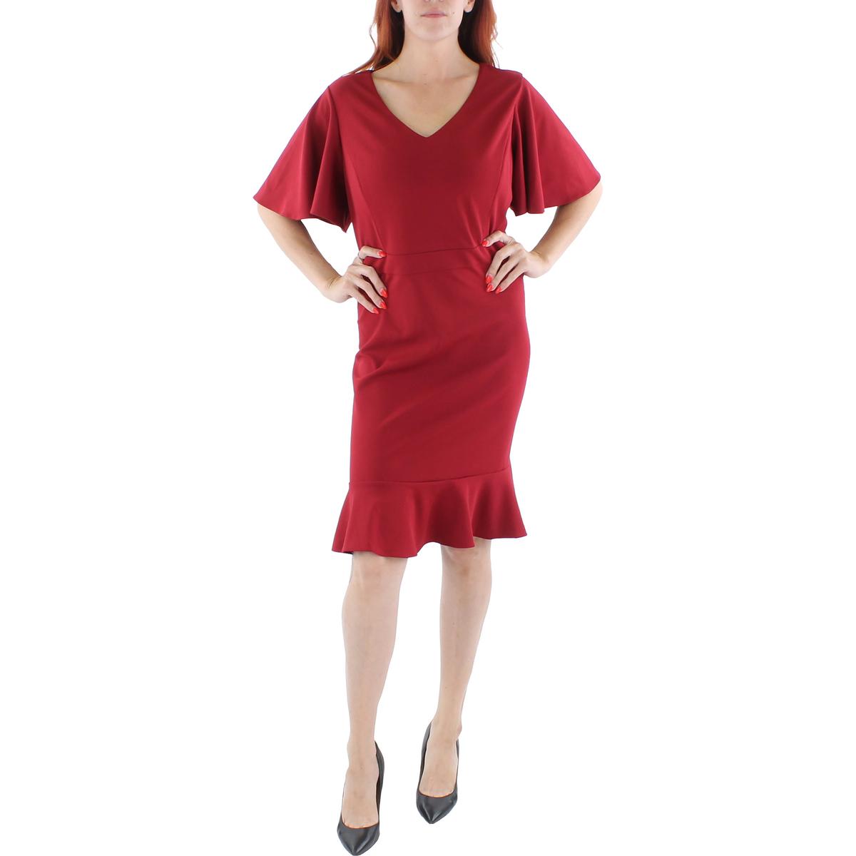 Kasper Womens Knit Flutter Sleeves Sheath Dress 2244