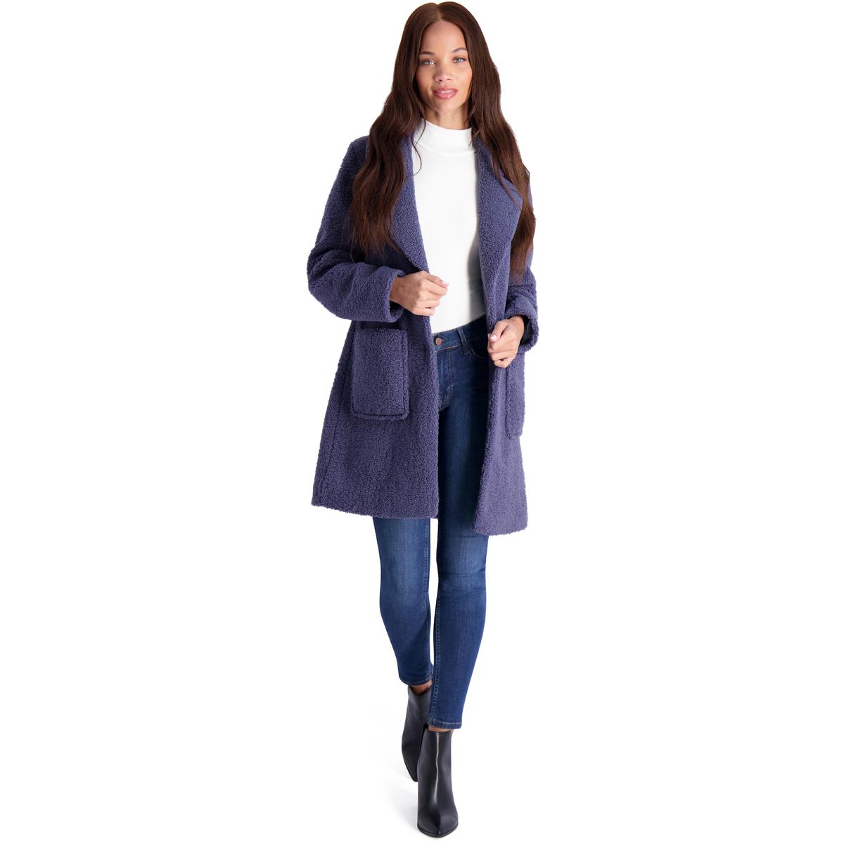 French Connection Women's Faux Shearling Teddy Lapel Midi Coat