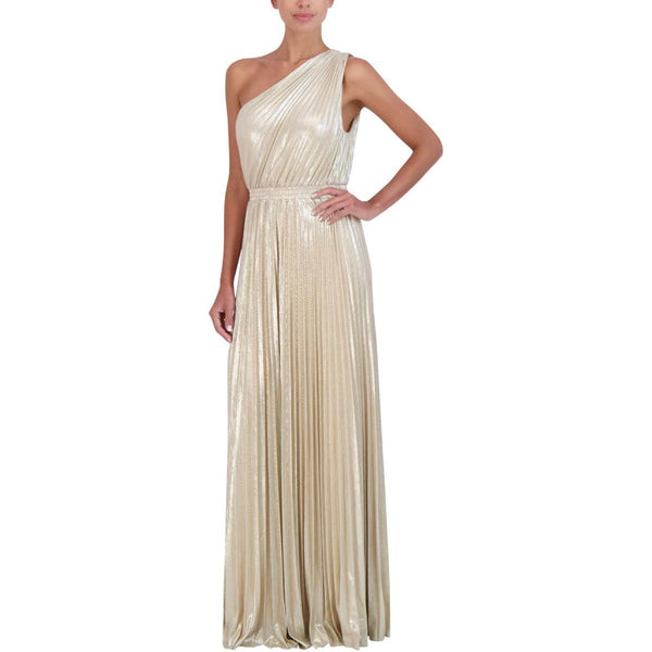 BCBG Max Azria Women s Metallic Pleated One Shoulder Gown