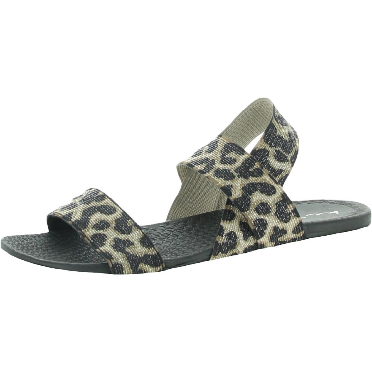 Sexy Leopard Print Sandals Flats Shoes for Women with Ankle Straps